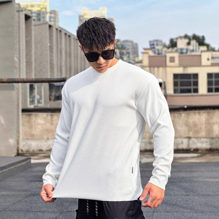 Men's long sleeve shirt made of high-quality ribbed material with a casual fit Lisslune