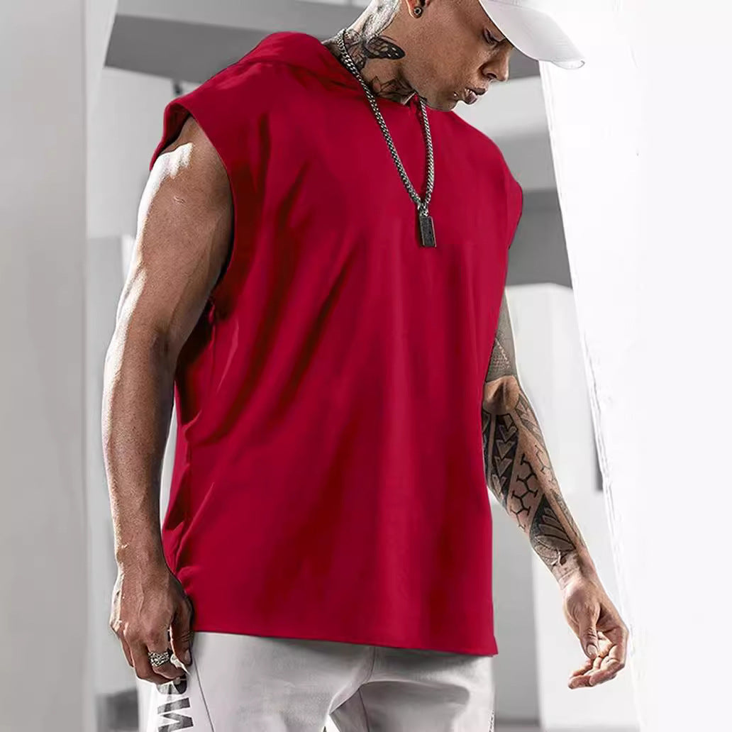 Men's sleeveless hoodie shirt made of high-quality cotton blend with fashionable cut Lisslune
