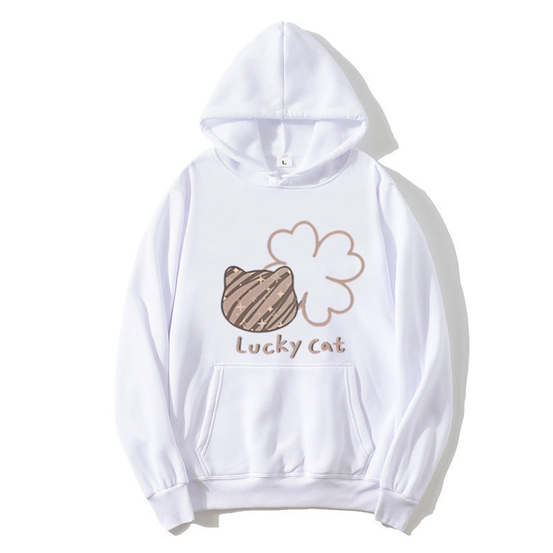 Women's hoodie with creative cat design and lucky motif Lisslune