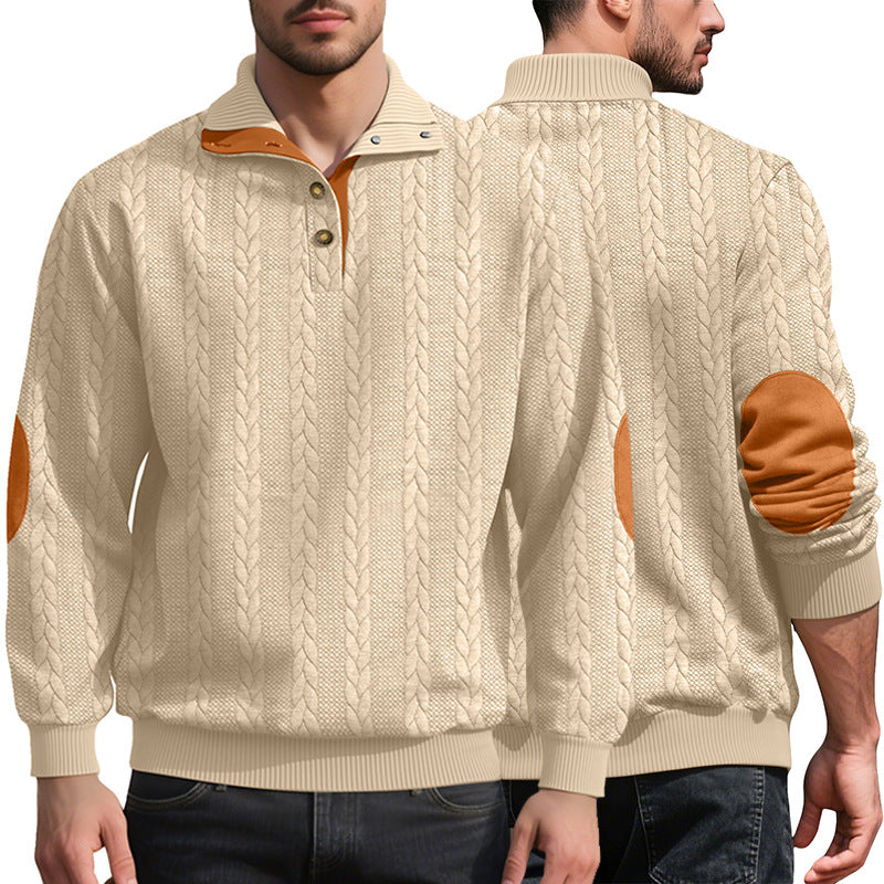 Men's fashionable knitted sweater with button placket and contrast details Lisslune