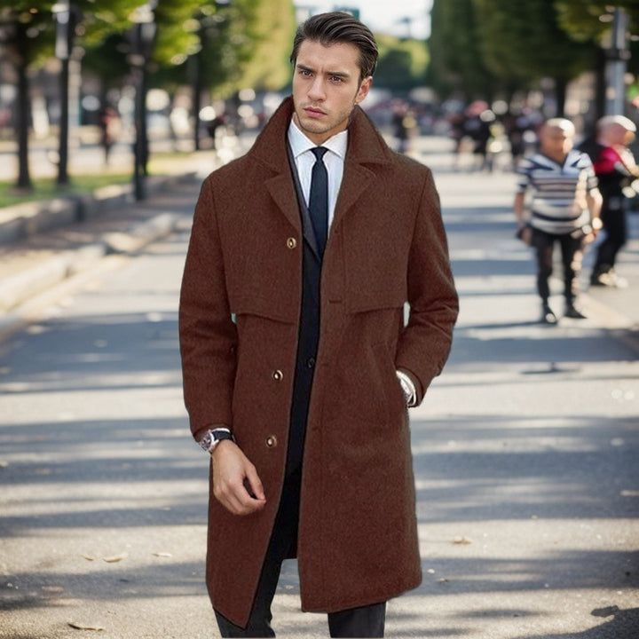 Men's elegant wool coat with double-breasted button placket and modern design Lisslune