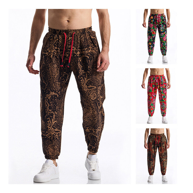 Men's leisure pants with floral design Lisslune