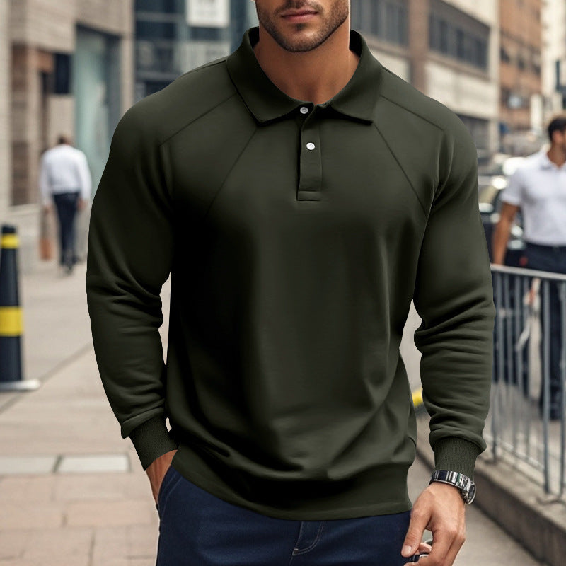 Men's Sporty Long Sleeve Polo Shirt with Modern Structured Design and Comfortable Cuffs Lisslune