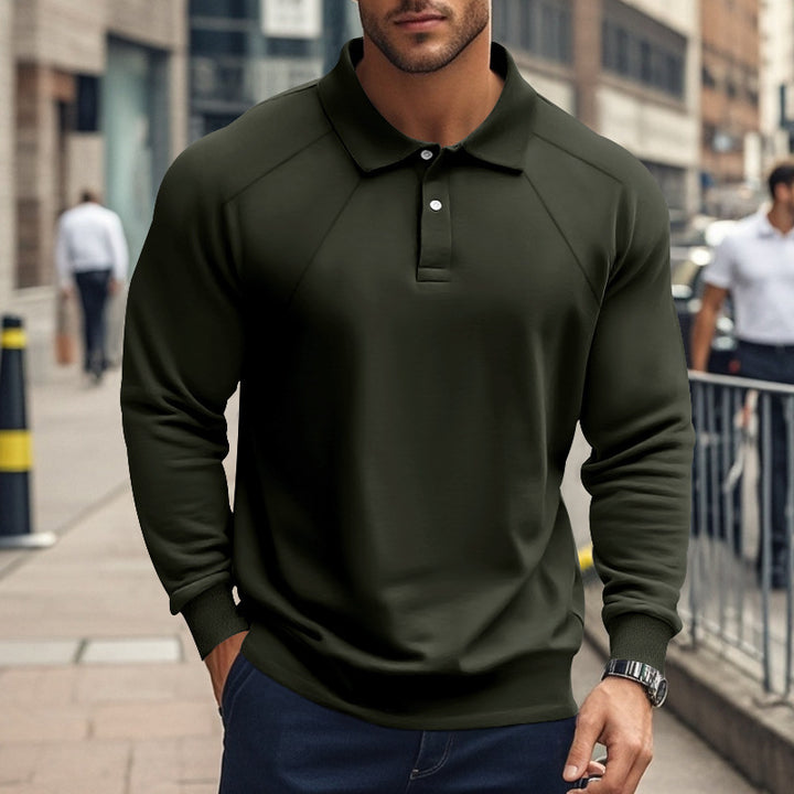 Men's Sporty Long Sleeve Polo Shirt with Modern Structured Design and Comfortable Cuffs Lisslune