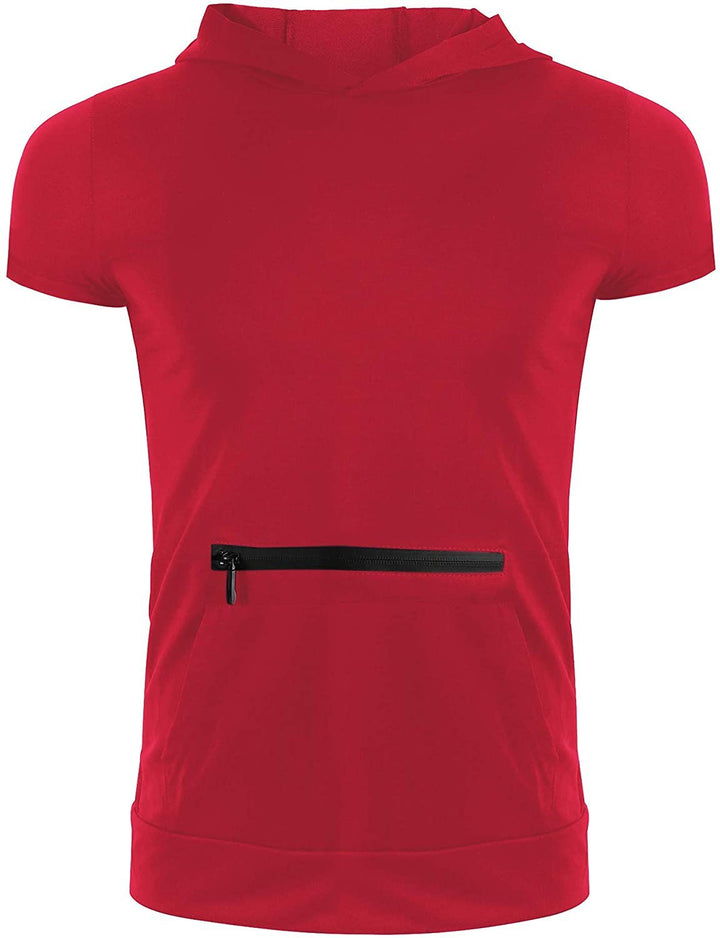 Men's Short Sleeve Hoodie with Practical Zipper Lisslune