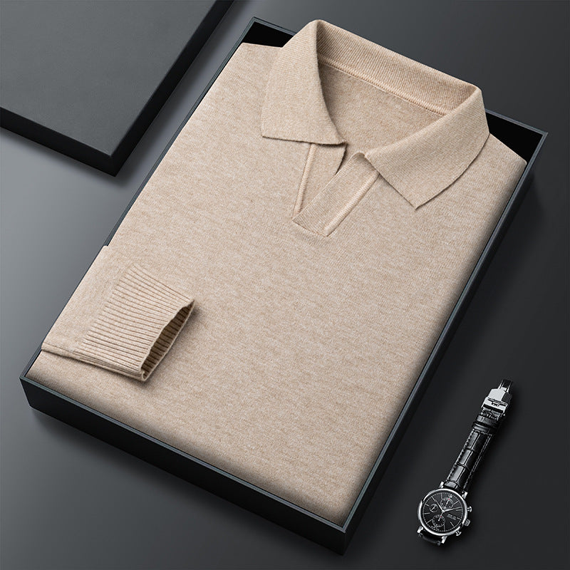 Men's Elegant Sweater with Fine V-Neck and Textured Design Lisslune