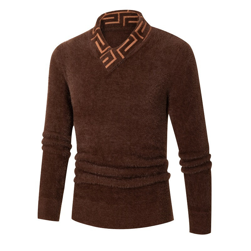 Men's fashionable sweater with stylish stand-up collar and textured design Lisslune