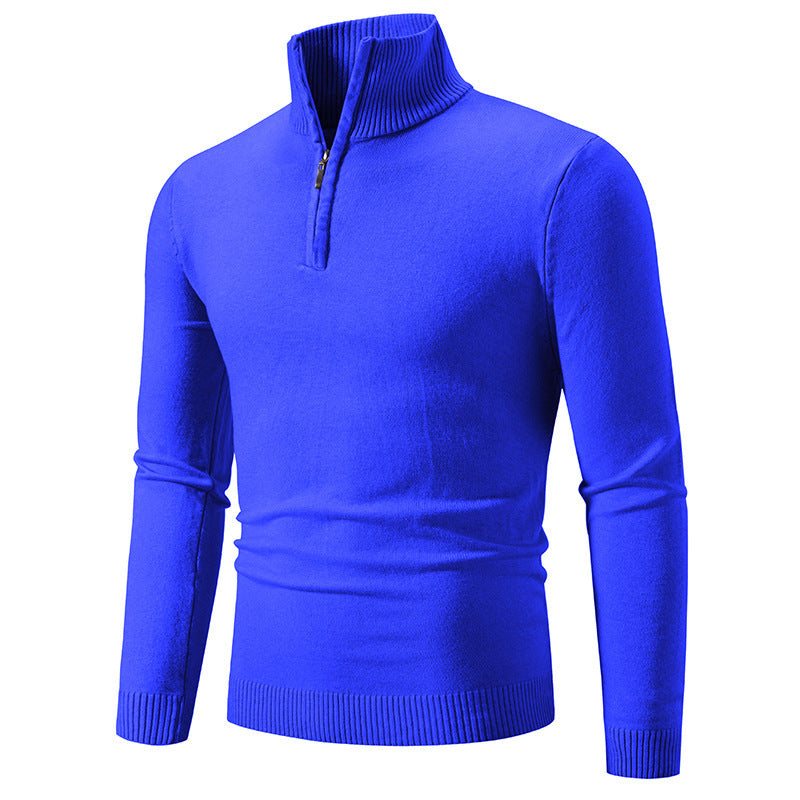 Men's stylish turtleneck sweater with zipper and fine knit texture Lisslune