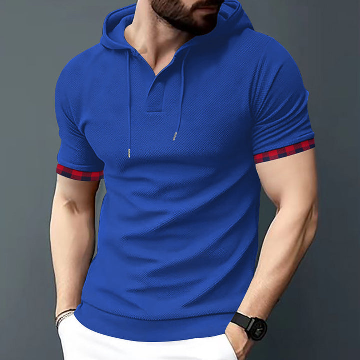 Men's Short Sleeve Shirt with Hood and Modern Accents Lisslune