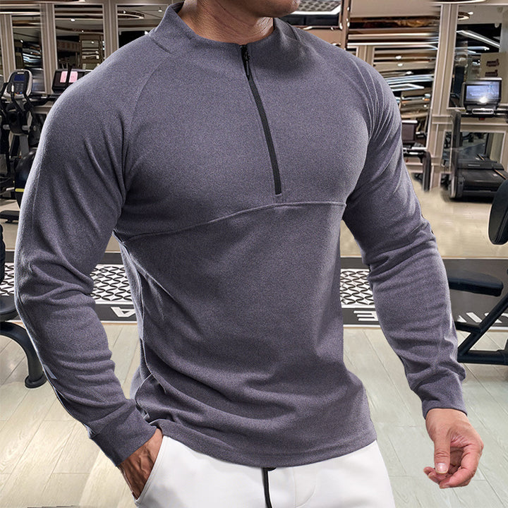 Men's Sporty Long Sleeve Shirt with Half Zipper Lisslune