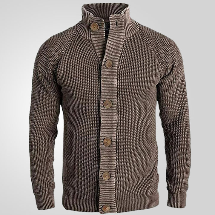 Men's cardigan with modern waffle pattern and comfortable stand-up collar Lisslune