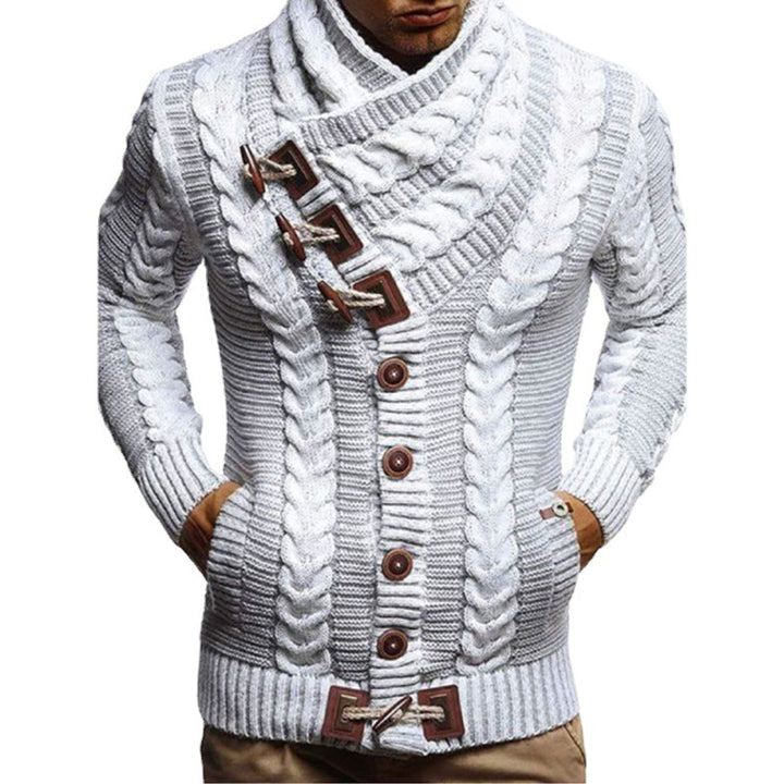 Men's cardigan with large collar and cable pattern Lisslune