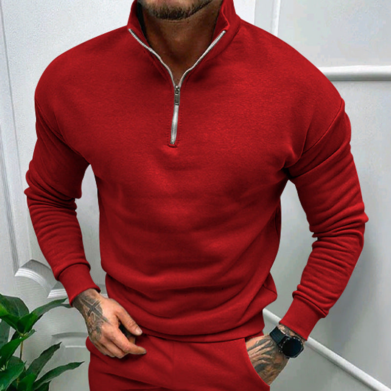 Men's sweater with short zipper and elastic cuffs Lisslune
