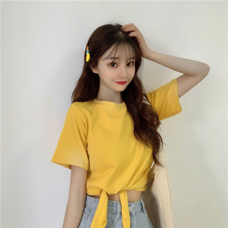 Women's short-sleeve knot top Lisslune