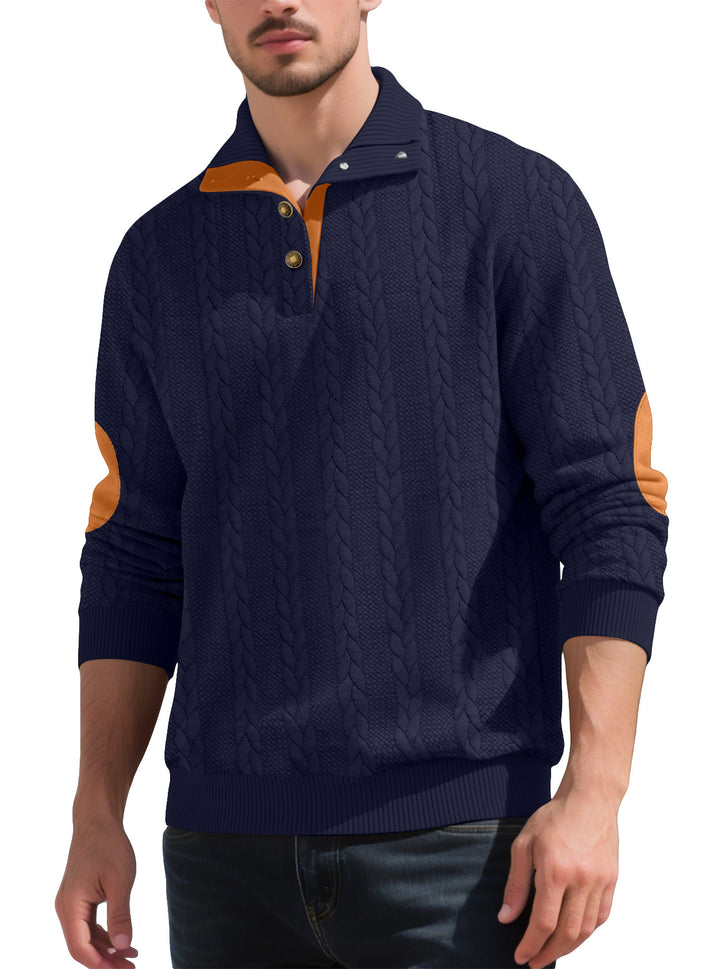 Men's fashionable knitted sweater with button placket and contrast details Lisslune