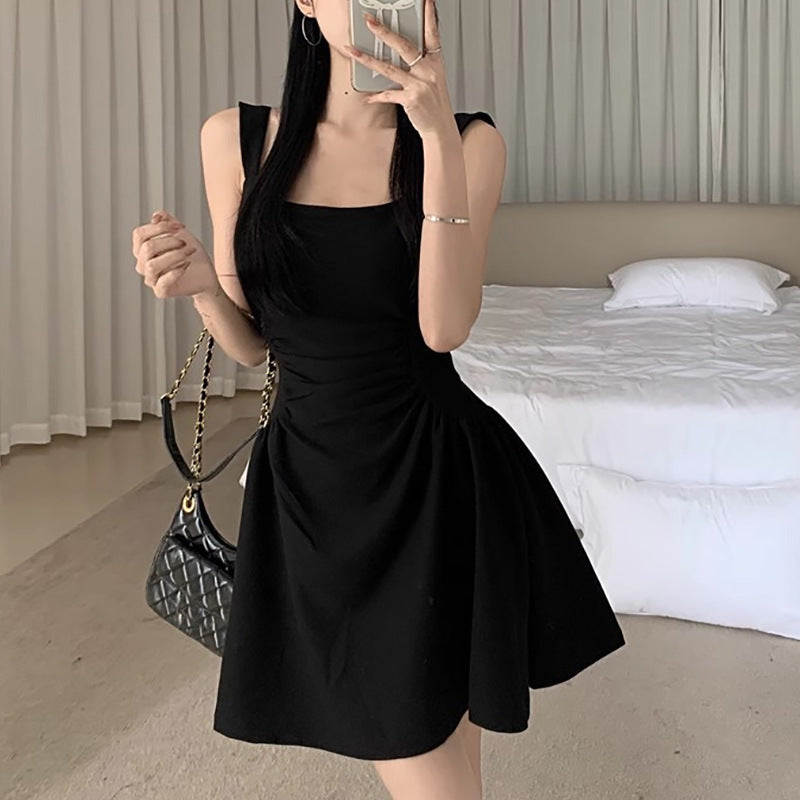 Women's elegant midi dress with tailored silhouette and sophisticated pleats