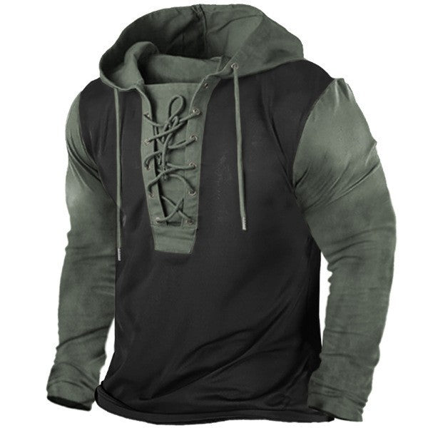 Men's hooded shirt with innovative lacing design and casual fit Lisslune