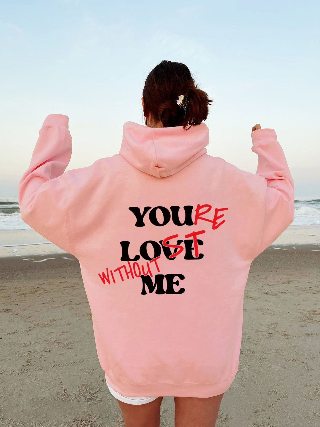 Women Oversized Hoodie with Inspirational Print Lisslune