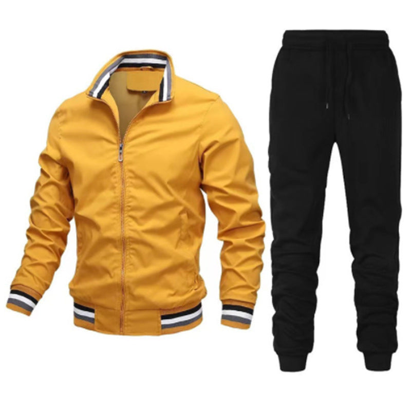 Men's Sporty Leisure Suit with Innovative Cut and Elastic Cuffs Lisslune