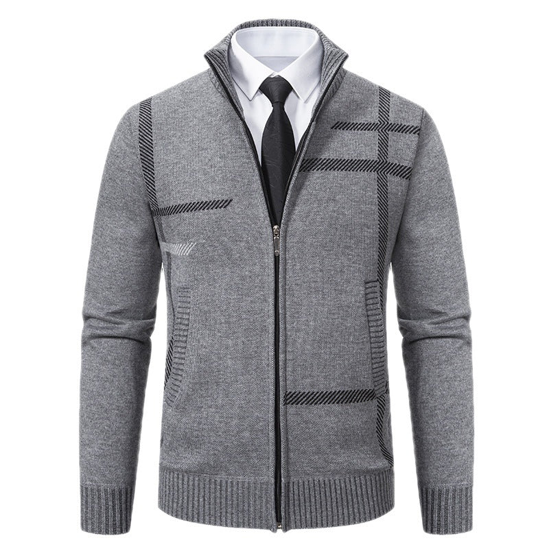 Men's cardigan with graphic patterns and high collar Lisslune