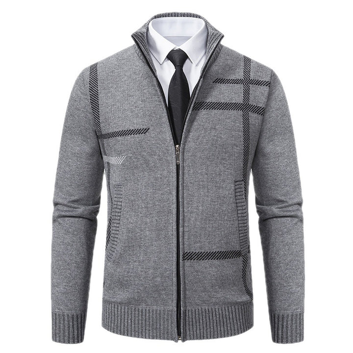 Men's cardigan with graphic patterns and high collar Lisslune