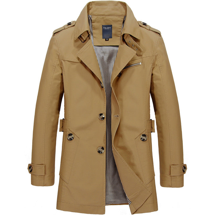 Men's fashionable trench coat jacket with elegant details and multiple pockets Lisslune