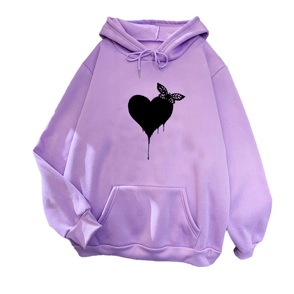 Women's Hoodie with Creative Heart Design Lisslune