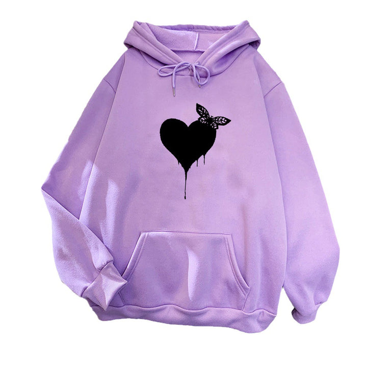 Women's Hoodie with Creative Heart Design Lisslune