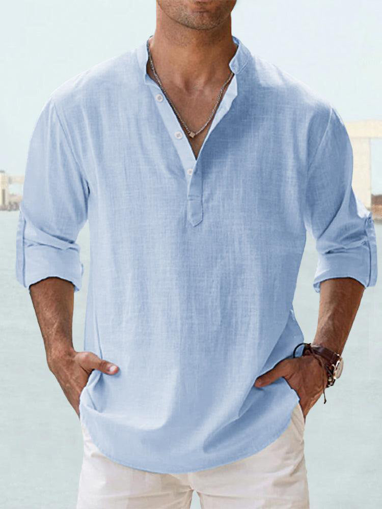 Men's half-sleeve shirt with Henley neckline and casual fit Lisslune