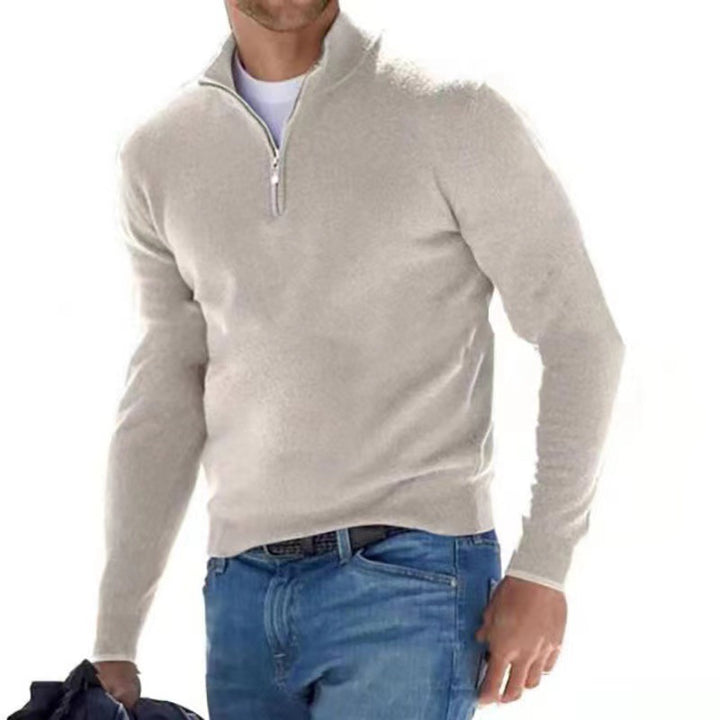 Men's elegant pullover with high collar and fine ribbed design Lisslune