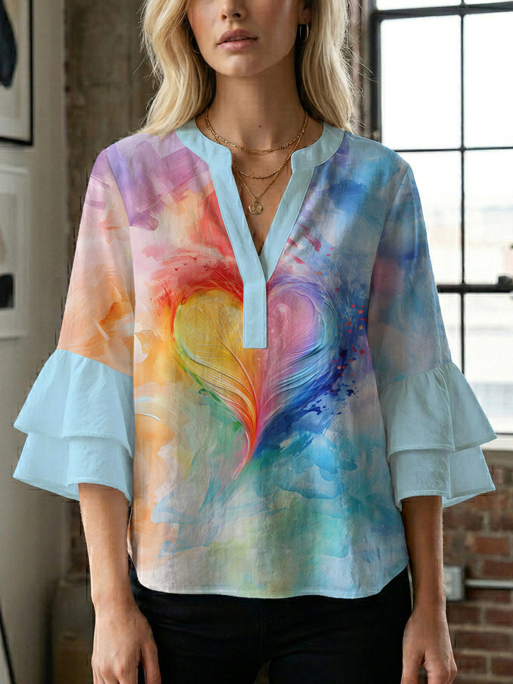 Women's artistic top with ruffled sleeves Lisslune