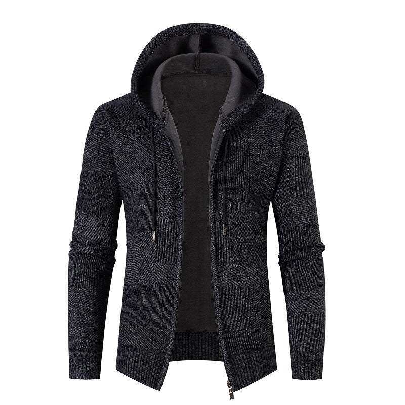 Men's cardigan with padded hood and modern waffle pattern Lisslune