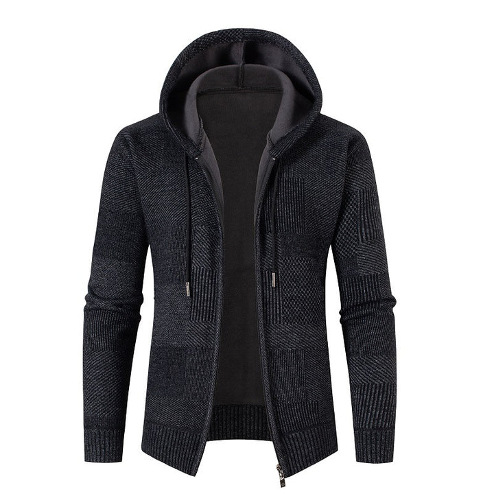 Men's cardigan with padded hood and modern waffle pattern Lisslune