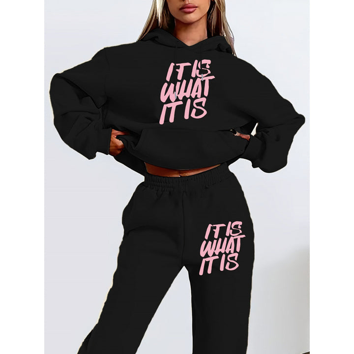 Women's leisure hoodie and jogger set with inspiring lettering Lisslune