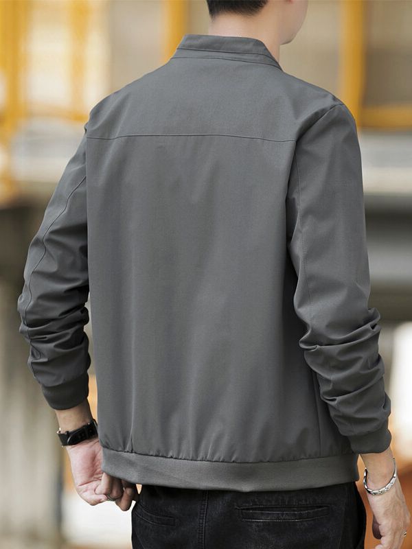 Men's lightweight transitional jacket with high collar and practical snap buttons Lisslune