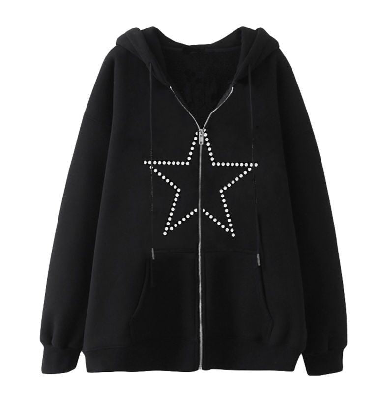 Women's hoodie jacket with sparkling spider motif and practical pockets Lisslune