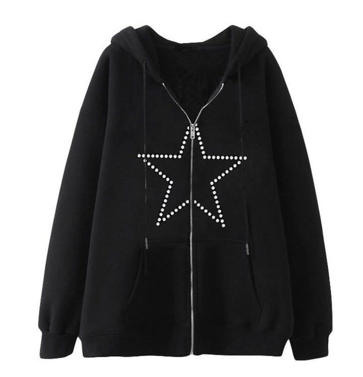 Women's hoodie jacket with sparkling spider motif and practical pockets Lisslune