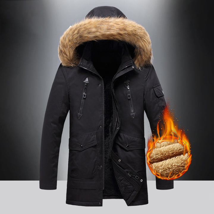 Men's Winter Parka with Warm Fleece Lining and Detachable Hood Lisslune
