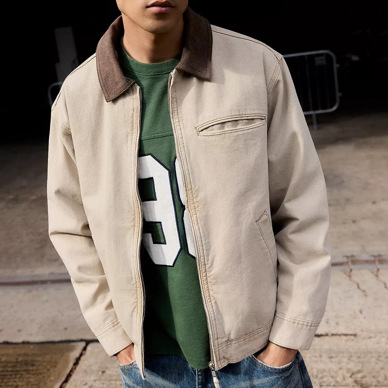 Men's casual jacket with cord collar and practical pockets Lisslune