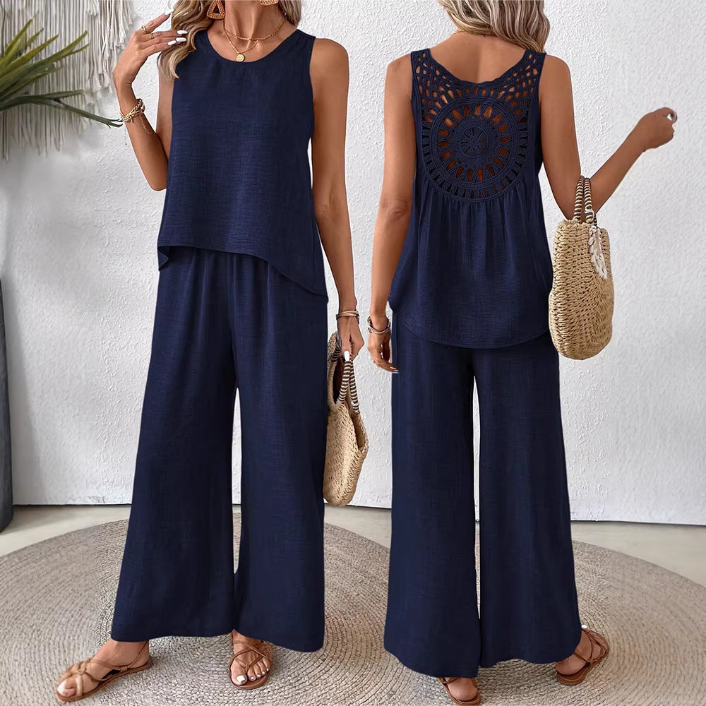 Women's airy summer set with crocheted back and loose fit Lisslune