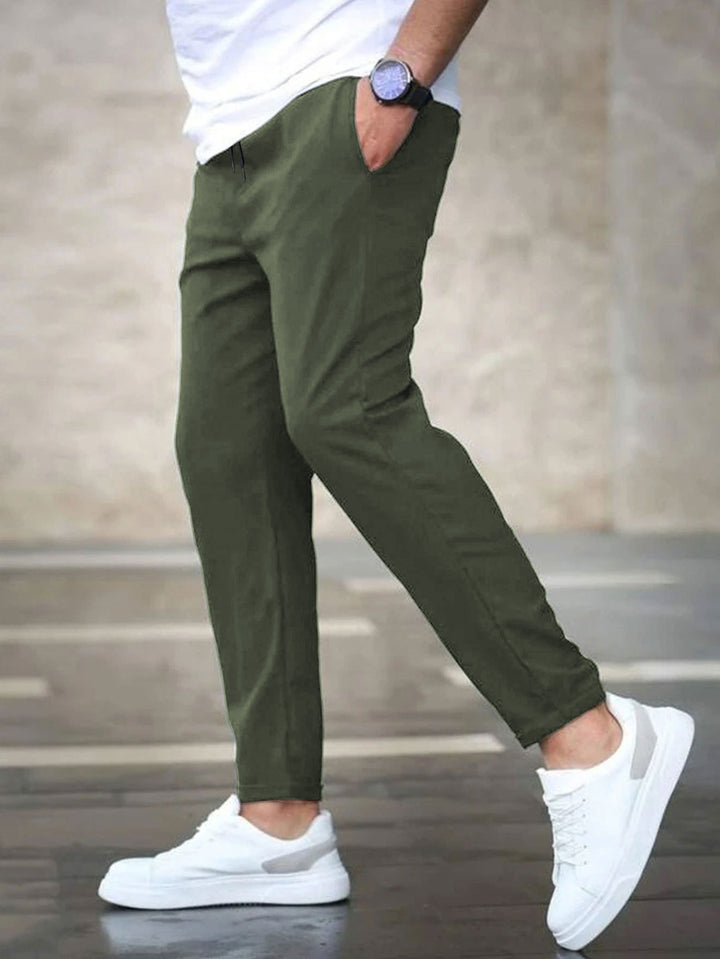 Men's Casual Chino Pants with Elastic Waistband Lisslune