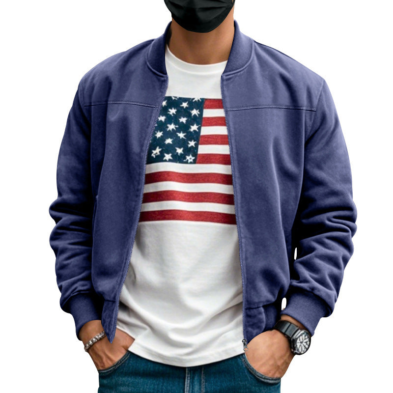 Men's casual bomber jacket with breathable lining and side zip pockets Lisslune
