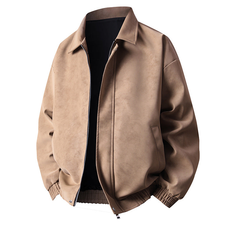 Men's synthetic leather bomber jacket with casual cut and practical pockets Lisslune
