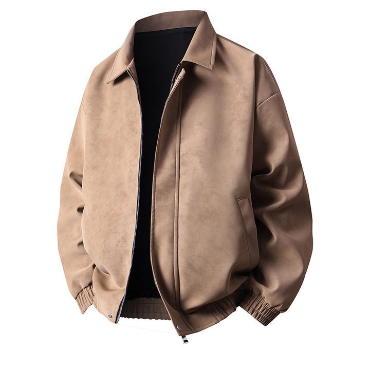 Men's synthetic leather bomber jacket with casual cut and practical pockets Lisslune