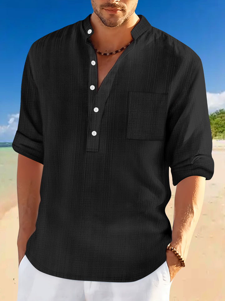 Men's casual long-sleeve shirt with texture and button placket Lisslune