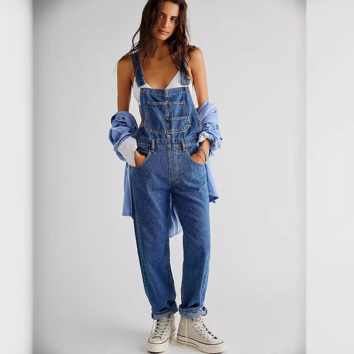 Women's Casual Denim Overalls with Practical Pockets and Adjustable Waist Lisslune