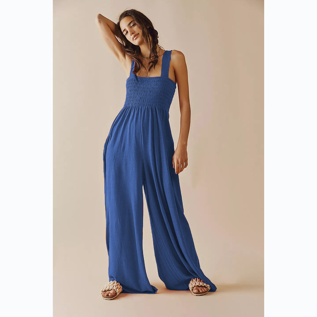 Women's Casual Jumpsuit with Elastic Top and Wide Leg Lune London