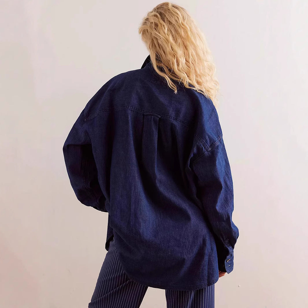Women Oversized Denim Shirt Lisslune