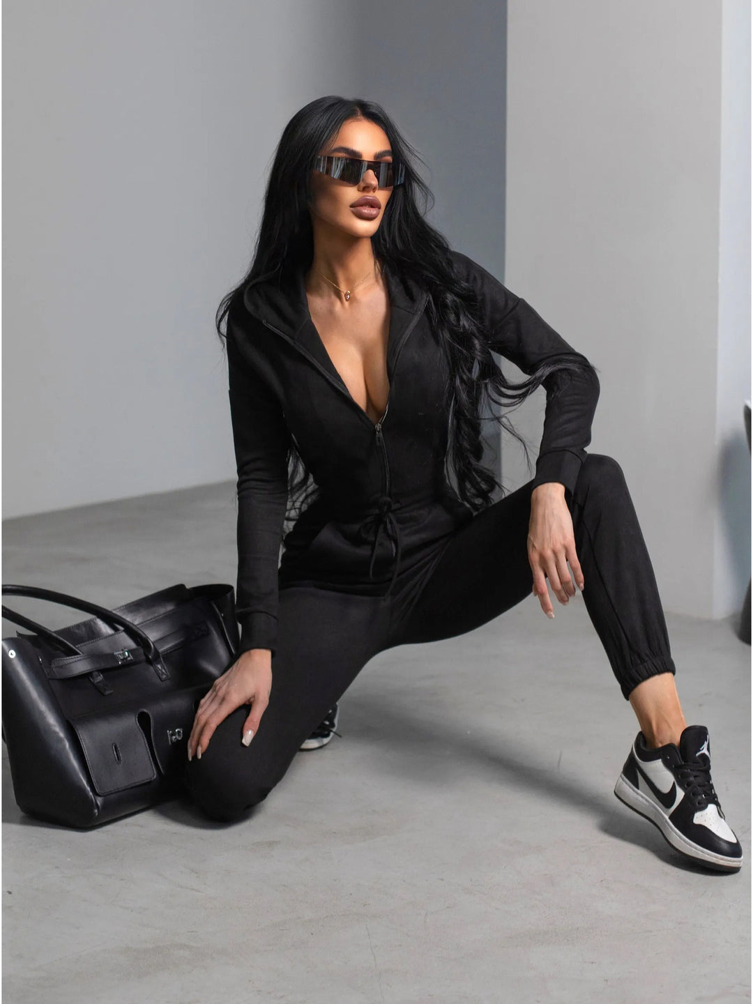Women's velvety hoodie jumpsuit Lisslune