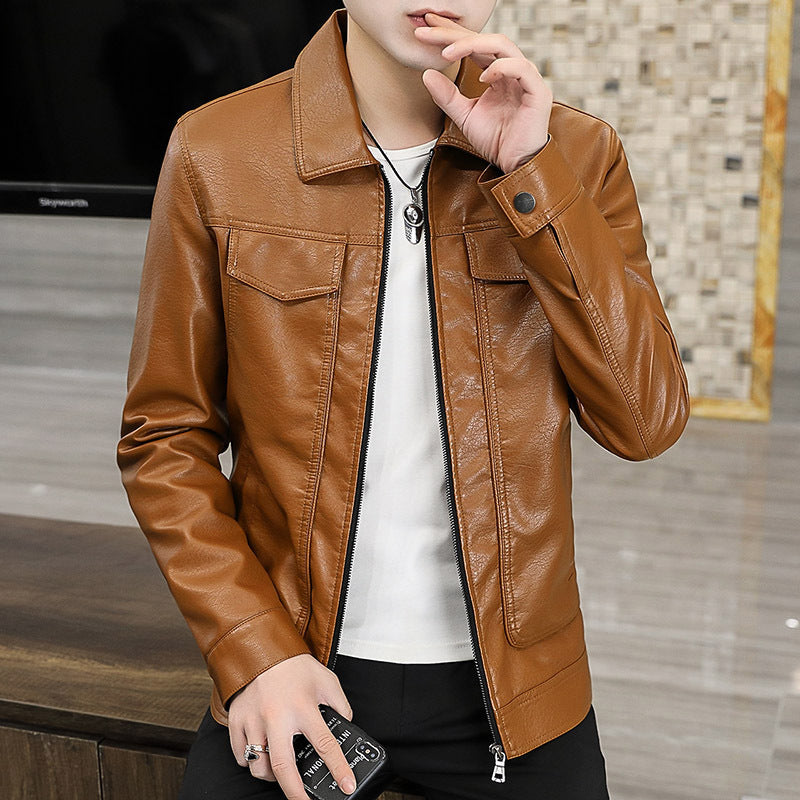 Men's high-quality synthetic leather jacket with timeless design Lisslune